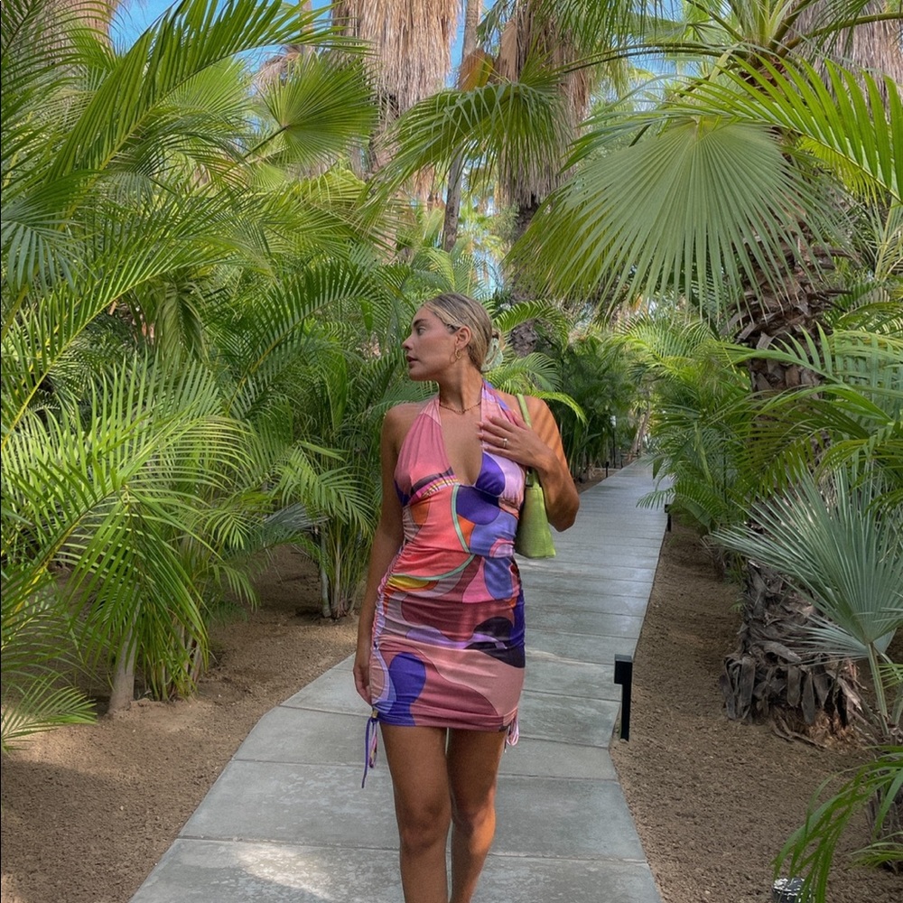 Multi colored halter dress